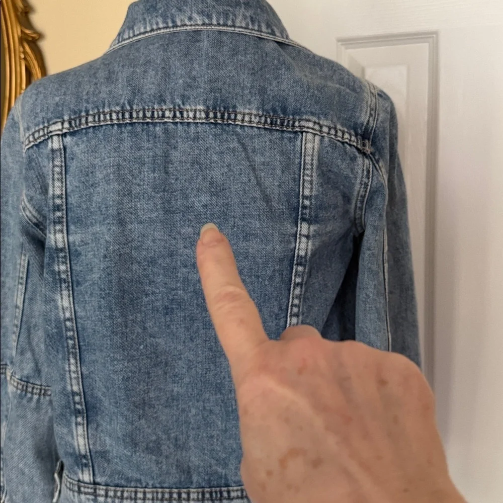 Free People X We The Free Rumors Denim Jacket in Light Indigo Size Small Flaw - Picture 11 of 11